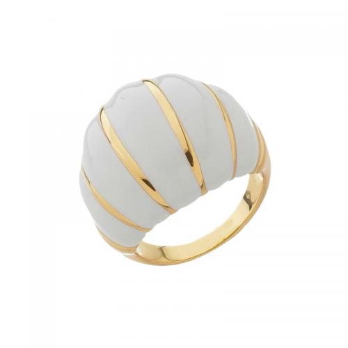Brass δάχτυλο του δακτυλίου, Ορείχαλκος, επιχρυσωμένο, για τη γυναίκα & σμάλτο, χρυσαφένιος, Μέγεθος:7, Sold Με PC