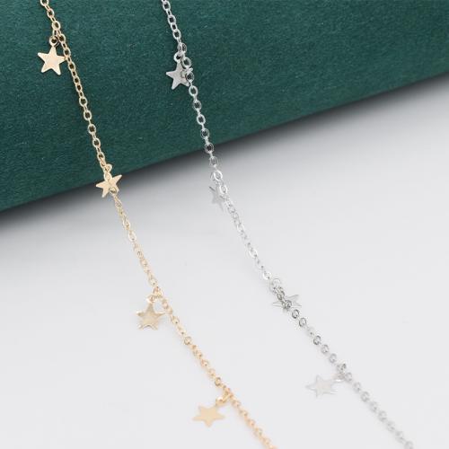 Brass Necklace Chain, Star, plated, DIY, more colors for choice, Sold By m