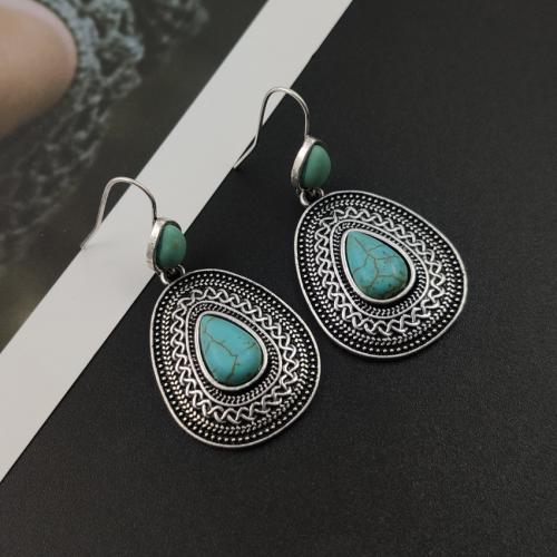 Zinc Alloy Drop Earrings with Gemstone fashion jewelry & for woman nickel lead & cadmium free Sold By Pair