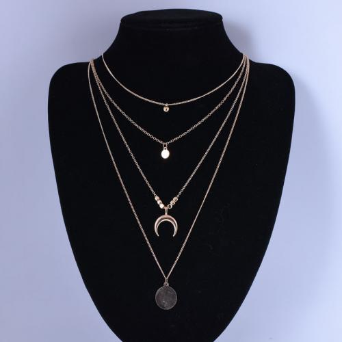 Zinc Alloy Jewelry Necklace fashion jewelry & multilayer & for woman nickel lead & cadmium free Sold By PC