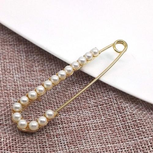 Tibetan Style Brooches, with Rhinestone & Plastic Pearl, fashion jewelry & different styles for choice & for woman, more colors for choice, nickel, lead & cadmium free, 75x20mm, Sold By PC