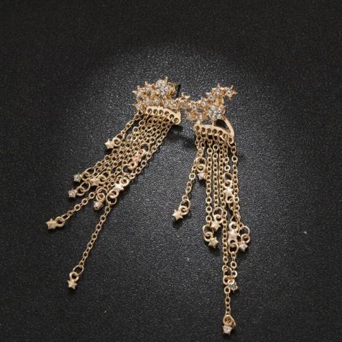 Fashion Fringe Earrings, Tibetan Style, with Rhinestone, fashion jewelry & for woman & with rhinestone, more colors for choice, nickel, lead & cadmium free, 93mm, Sold By Pair