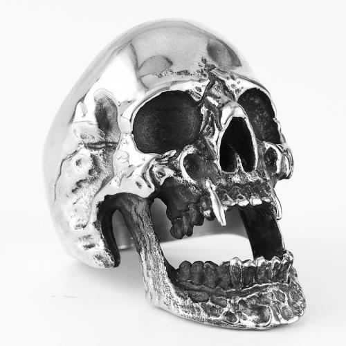 316 rostfritt stål Finger Ring, Skull, polerad, Vintage & olika storlek för val & för människan, Hål:Ca 1mm, Storlek:7-14.5, Säljs av PC