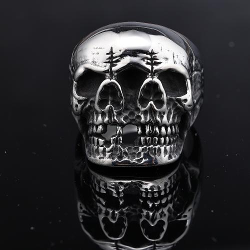 Titanium Steel Finger Ring, Skull, polished, vintage & Unisex & different size for choice, original color, Hole:Approx 3.2mm, US Ring Size:7-14.5, Sold By PC
