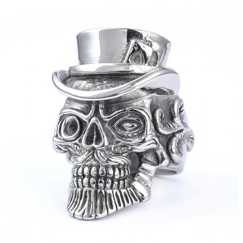316 Stainless Steel Finger Ring Skull polished vintage & for man original color Approx 3.2mm US Ring .5 Sold By PC