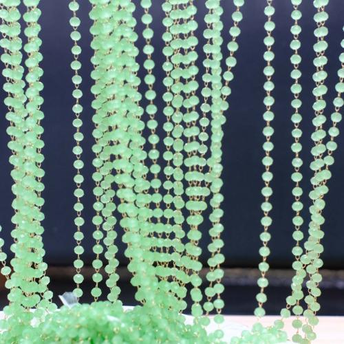 Brass Beading Chains with Crystal KC gold color plated DIY green nickel lead & cadmium free 4mm Sold By m
