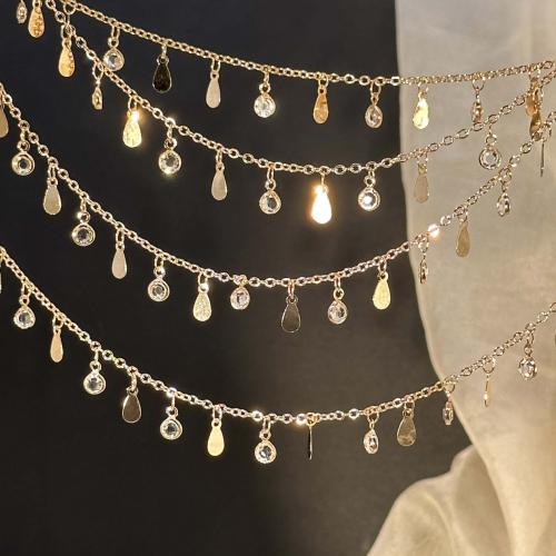 Brass Chain with Glass KC gold color plated DIY clear nickel lead & cadmium free 4mm Sold By m