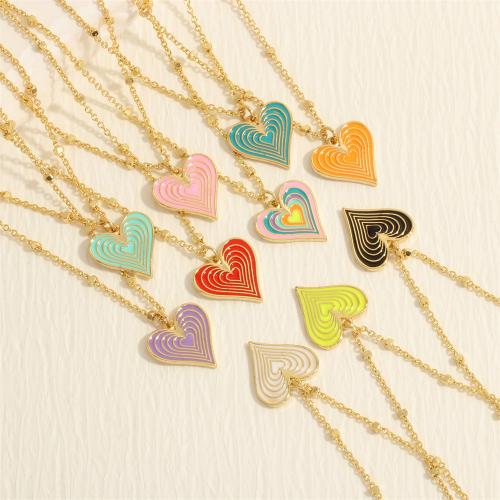 Brass Necklace, with 5cm extender chain, Heart, gold color plated, fashion jewelry & for woman & enamel, more colors for choice, nickel, lead & cadmium free, 18x18mm, Length:Approx 45 cm, Sold By PC