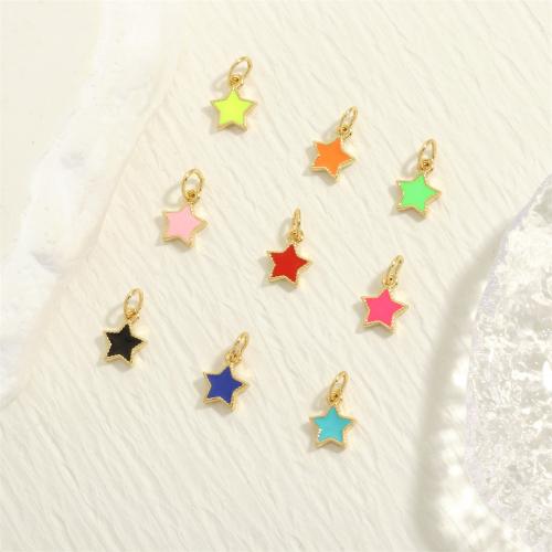 Brass Jewelry Pendants Star gold color plated fashion jewelry & DIY & enamel nickel lead & cadmium free Sold By PC
