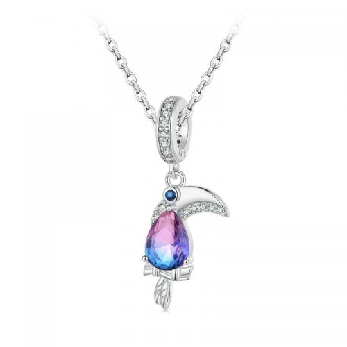 Cubic Zircon Micro Pave 925 Sterling Silver Necklace, Bird, fashion jewelry & micro pave cubic zirconia & for woman, nickel, lead & cadmium free, Length:Approx 45 cm, Sold By PC