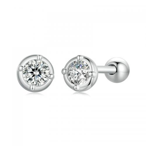925 Sterling Silver Stud Earrings with Moissanite fashion jewelry & for woman nickel lead & cadmium free Sold By Pair