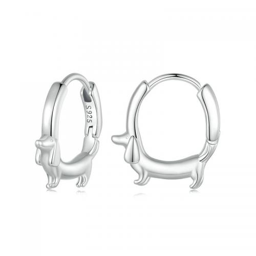 925 Sterling Silver Hoop Earrings Dog fashion jewelry & for woman nickel lead & cadmium free Sold By Pair