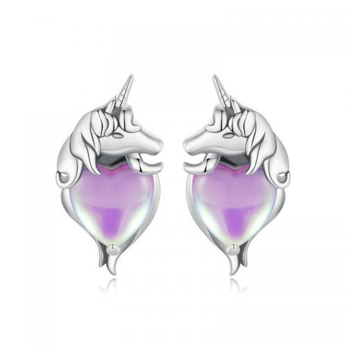 925 Sterling Silver Stud Earrings with Glass fashion jewelry & for woman nickel lead & cadmium free Sold By Pair
