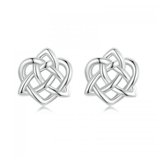 925 Sterling Silver Stud Earrings Flower fashion jewelry & for woman & hollow nickel lead & cadmium free Sold By Pair