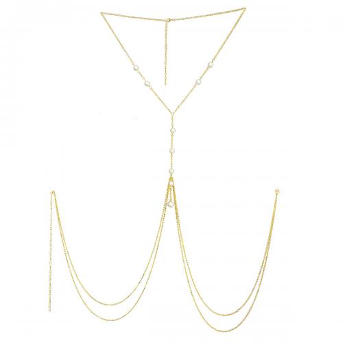 Body Chain Smycken, 304 rostfritt stål, med Plast Pearl, mode smycken & för kvinna, fler färger för val, Säljs av PC