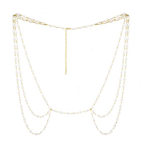 Body Chain Smycken, 304 rostfritt stål, med Plast Pearl, flerskikts & olika längd för val & för kvinna, fler färger för val, Säljs av Strand