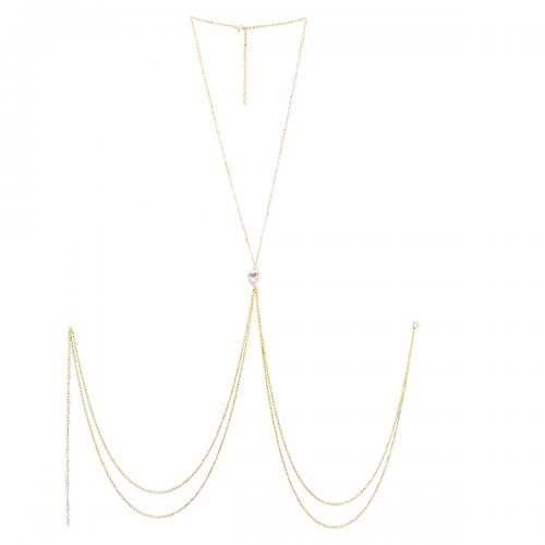 Body Chain Smycken, 304 rostfritt stål, mode smycken & för kvinna & med strass, fler färger för val, Säljs av Strand