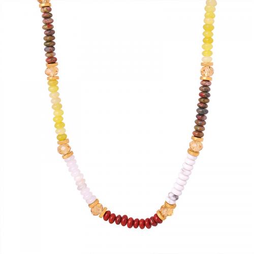 Colar de jóias de pedras preciosas, Pedra natural, with 5cm extender chain, joias de moda & para mulher, comprimento Aprox 40 cm, vendido por PC