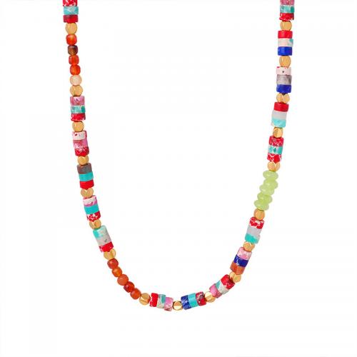 Edelstein Schmuck Halskette, Naturstein, mit Titanstahl & Achat, mit Verlängerungskettchen von 5cm, Modeschmuck & für Frau, Länge:ca. 42 cm, verkauft von PC