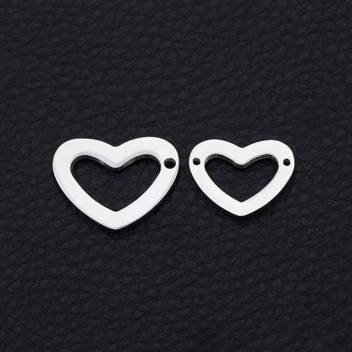 Stainless Steel Heart Pendants 304 Stainless Steel plated DIY & 1/1 loop Sold By PC