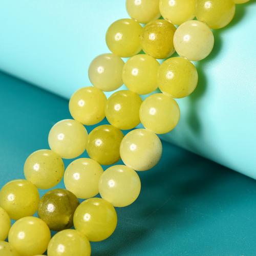 Jade Perlen, Zitronen Jade, rund, DIY & verschiedene Größen vorhanden, gelb, verkauft von Strang
