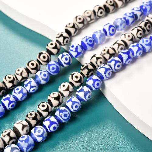 Ágata natural tibetano Dzi Beads, Ágata tibetana, Roda, DIY, Mais cores pare escolha, 8mm, Aprox 48PCs/Strand, vendido por Strand