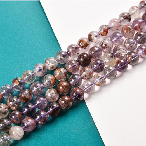 Naturlige kvarts smykker perler, Lilla + Phantom + kvarts, Runde, forskellige kvaliteter til valg & du kan DIY & forskellig størrelse for valg, flere farver til valg, Solgt af Strand