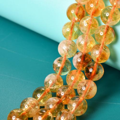 Natürlicher Citrin Perlen, Gelbquarz Perlen, rund, verschiedenen Qualitäten für die Wahl & DIY & verschiedene Größen vorhanden, gelb, verkauft von Strang