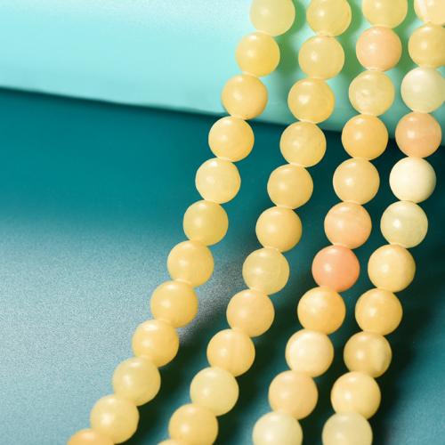 Natural Jade Beads Jade Yellow Round & DIY yellow Sold By Strand