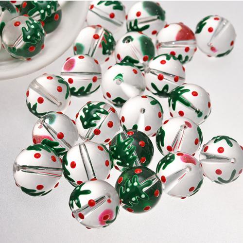Weihnachten Lampwork Perlen, rund, DIY & verschiedene Muster für Wahl & Emaille, keine, 12mm, 10PCs/Tasche, verkauft von Tasche