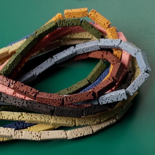 Koraliki naturalna lawa, Prostokąt, DIY, dostępnych więcej kolorów, 4x13mm, 29komputery/Strand, sprzedane przez Strand