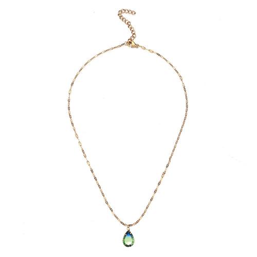 Stainless Steel Jewelry Necklace, 304 Stainless Steel, with 5cm extender chain, gold color plated, micro pave cubic zirconia & for woman, more colors for choice, nickel, lead & cadmium free, Pendant:1.5cm, Length:Approx 45 cm, Sold By PC
