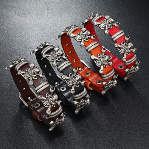 Leather Cord Bracelet, Faux Leather, with Tibetan Style, plated, fashion jewelry & Unisex, more colors for choice, nickel, lead & cadmium free, wide:1cm, Length:Approx 24 cm, Sold By PC