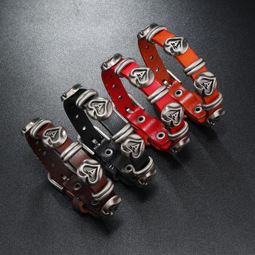 Leather Cord Bracelet Faux Leather with Zinc Alloy plated fashion jewelry & Unisex nickel lead & cadmium free .5cm Length Approx 24 cm Sold By PC