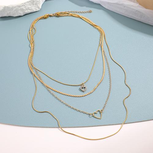 Zinc Alloy smykker halskæde, med Krystal, 4 stykker & mode smykker & for kvinde, guld, nikkel, bly & cadmium fri, Solgt af sæt