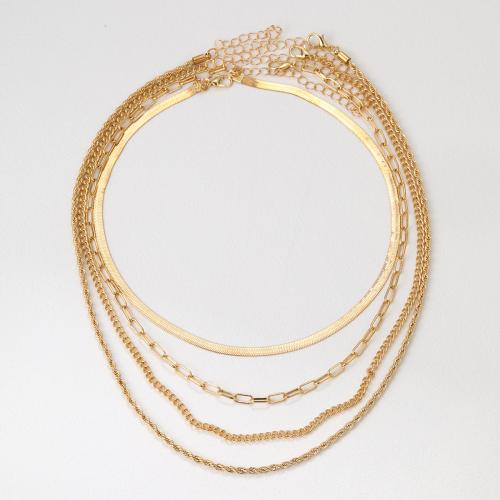 Zinklegierung Schmuck Halskette, drei Stücke & Modeschmuck & verschiedene Stile für Wahl & für Frau, Goldfarbe, frei von Nickel, Blei & Kadmium, verkauft von setzen