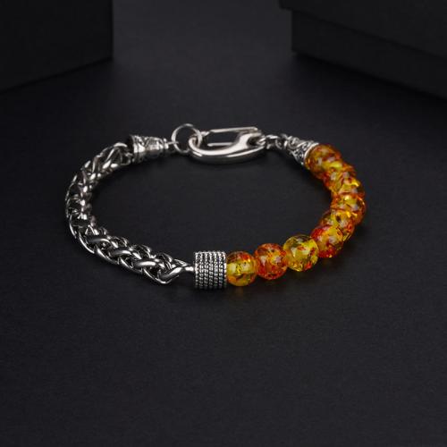 Stainless Steel Jewelry Bracelet 304 Stainless Steel with Gemstone & Zinc Alloy plated & Unisex Length Approx 20 cm Sold By PC