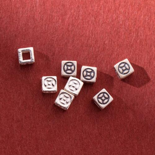 925 Sterling Silber Perlen, plattiert, DIY, keine, 4x4.50mm, Bohrung:ca. 2.4mm, verkauft von PC