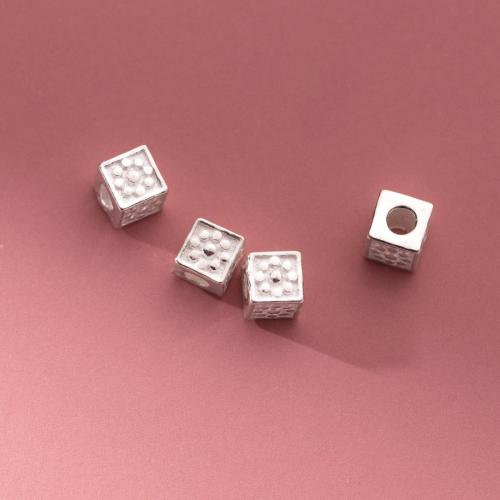 Spacer Beads Jóias, 925 prata esterlina, banhado, DIY, prateado, 4.50x4.50mm, Buraco:Aprox 2mm, vendido por PC