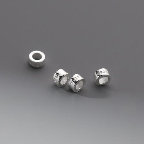 Spacer Beads Jóias, 925 prata esterlina, polido, DIY, prateado, 4x2mm, Buraco:Aprox 2mm, vendido por PC