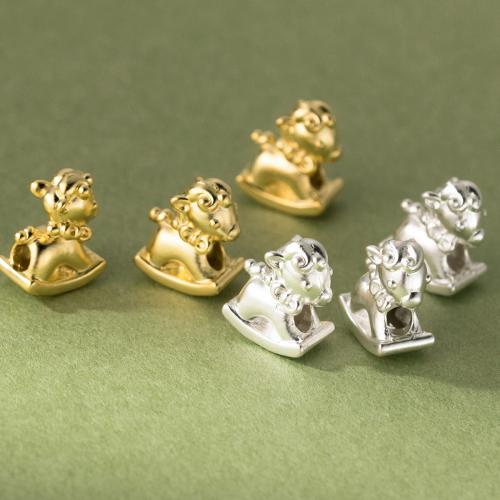 925 Sterling Silver Beads rocking horse plated DIY Approx 4mm Sold By PC