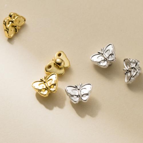 925 Sterling Silber Perlen, Schmetterling, plattiert, DIY, keine, 12x9x7mm, Bohrung:ca. 2mm, verkauft von PC