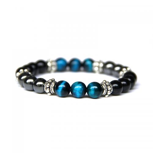 Gemstone Bracelets Black Stone with Gemstone fashion jewelry & Unisex 8mm Length Approx 19 cm Sold By PC