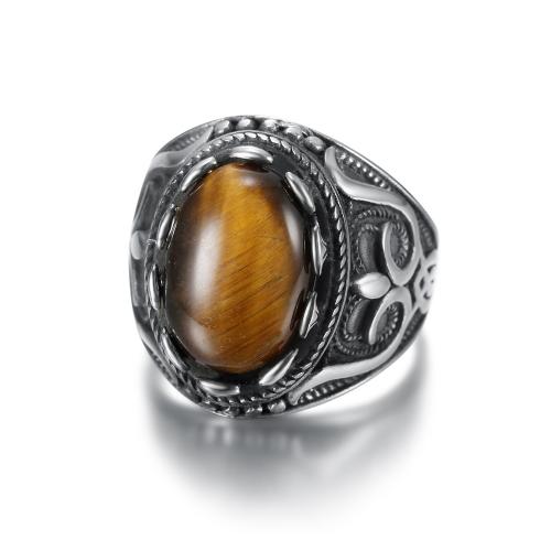 Titanium Steel Finger Ring with Gemstone  & for man & blacken US Ring Sold By PC