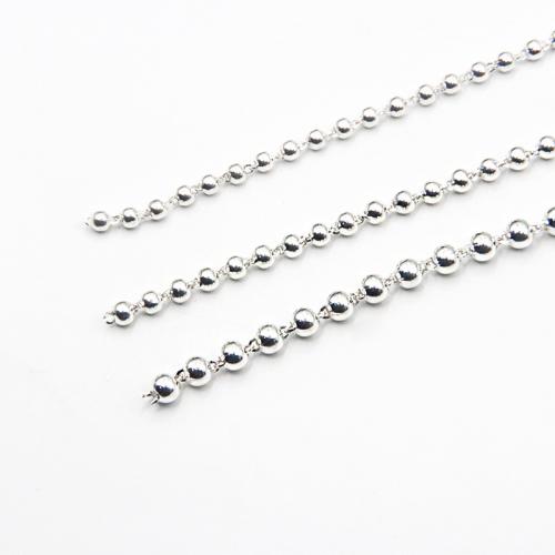 Серебрянные цепочки, 925 пробы, полированный, DIY & разный размер для выбора & мяч цепь, серебряный, продается G