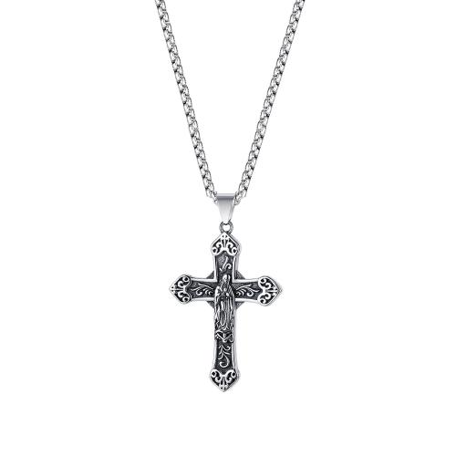 Нержавеющая сталь 304 Ожерелье, Kресты, Мужская & разный размер для выбора & чернеют, продается PC