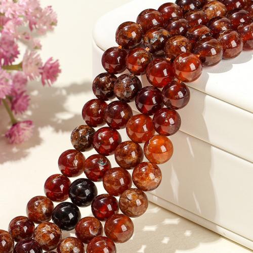 Natürlicher Granat Perlen, rund, poliert, DIY & verschiedene Größen vorhanden, verkauft von Strang