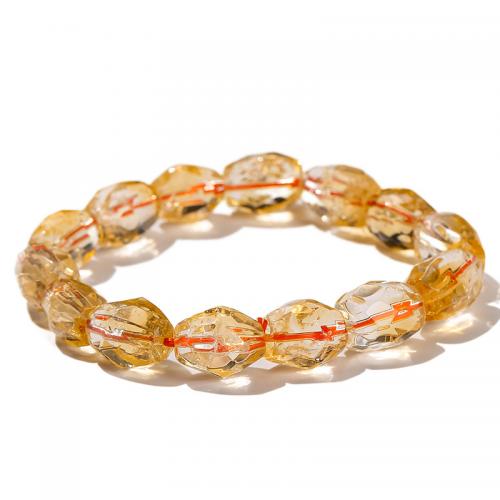 Citrine Bracelet, Nuggets, handmade, for woman & faceted, beads length 8-12mm, Length:Approx 6 Inch, Sold By PC