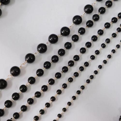 Brass Beading Chains, with Acrylic, Round, KC gold color plated, DIY & different size for choice, black, nickel, lead & cadmium free, Sold By Yard