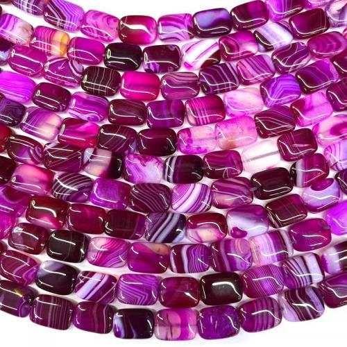 Natürliche Streifen Achat Perlen, Rechteck, poliert, DIY, violett, 10x14mm, verkauft per ca. 38 cm Strang